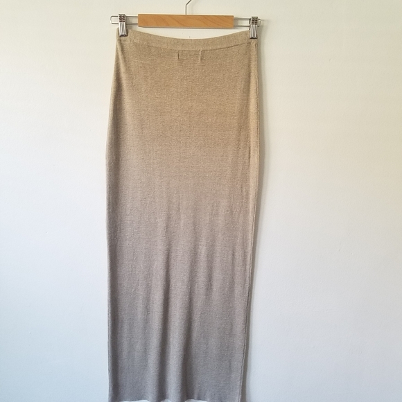 VINTAGE Babette Ballinger 100% Linen Beige Knit Maxi Skirt Size M - Picture 4 of 8